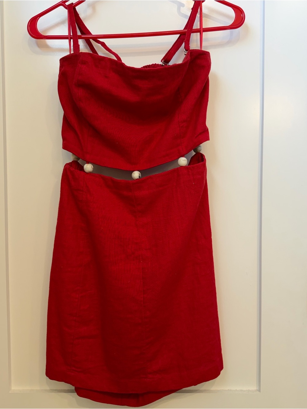Abercrombie & Fitch Red Cutout Mini Dress with Bead Accents